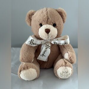 Harrods Beige Teddy Bear with White Ribbon